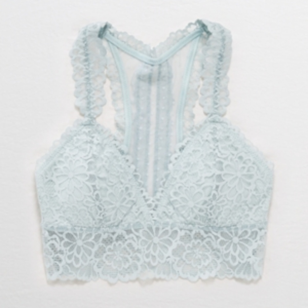 Aerie AE Highlands Lace Longline Bralette Blue